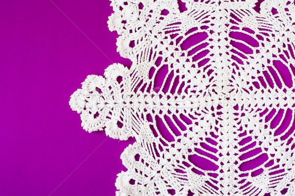 white decorative serviette on purple background Stock photo © Grazvydas