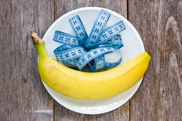 банан измерение лента пластина продовольствие Сток-фото © Grazvydas