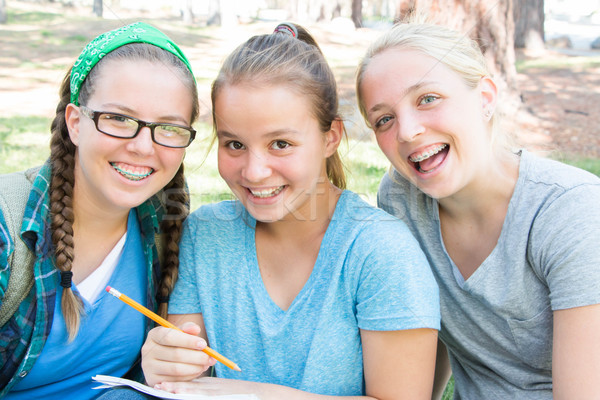 Young Schoolgirls Studying Stock photo © gregorydean