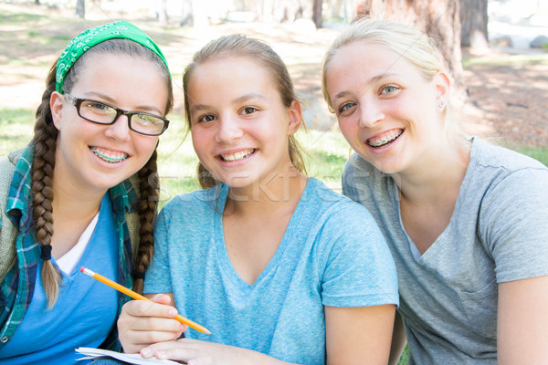 Young Schoolgirls Studying Stock photo © gregorydean