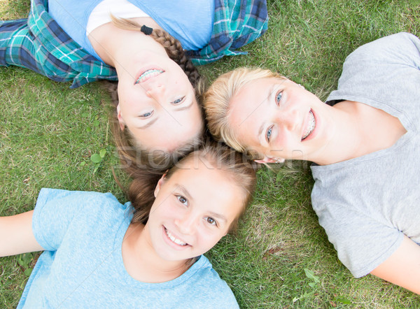 Girls Looking up Stock photo © gregorydean