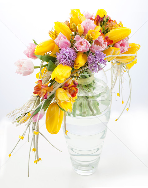 Colorful bouquet of spring flowers in vase Stock photo © gromovataya