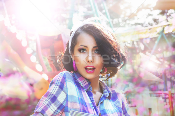 Aufregung erstaunt Gesicht bokeh Frau Mädchen Stock foto © gromovataya