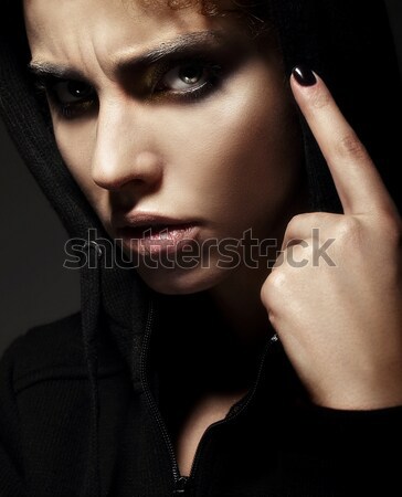 Closeup Portrait of Strict Young Woman Stock photo © gromovataya