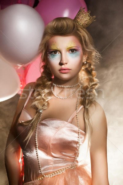 Hermosa princesa aire globos humo cuento de hadas Foto stock © gromovataya