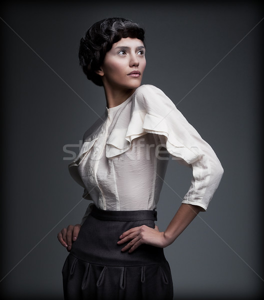 Trend retro stilizált bájos hölgy pinup Stock fotó © gromovataya