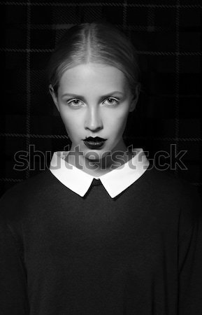 Glam. Attractive Female Hipster in Shadows posing Stock photo © gromovataya