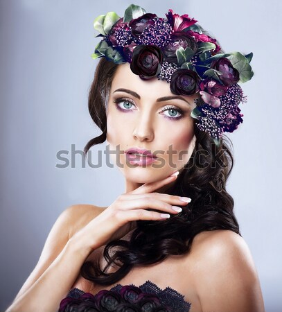Glam. Luxury. Classy Woman with Long Braided Tress Stock photo © gromovataya
