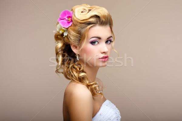 Báj portré elegáns szőke haj nő Stock fotó © gromovataya