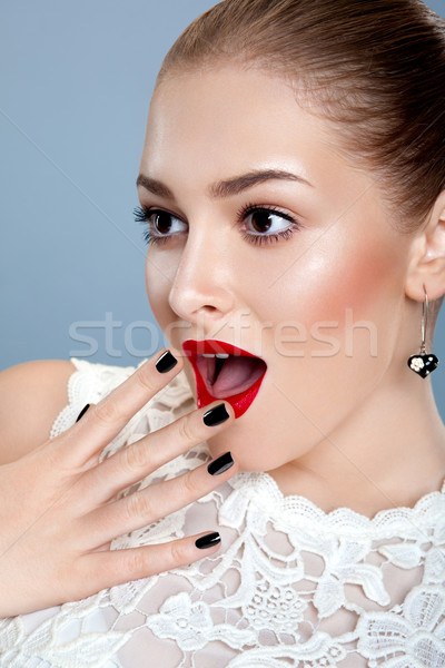 Emotions. Astonishment. Surprised young woman. Sales discounts Stock photo © gromovataya