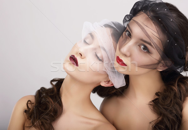 Conceptual Image. Two Fancy Women with Veils Stock photo © gromovataya