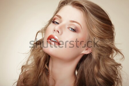 Genuine Comely Woman with Flossy Whity-Brown Hair Stock photo © gromovataya