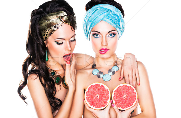 Gefühlvoll glänzend Frauen Grapefruit Kreativität Glamour Stock foto © gromovataya