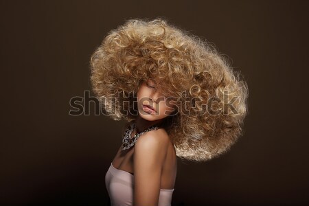 Glamor. Classy Gorgeous Woman with Curly Permed Hairs Stock photo © gromovataya