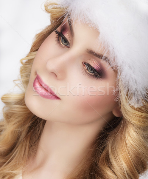 Pretty Dreamy Young Woman's Face Stock photo © gromovataya