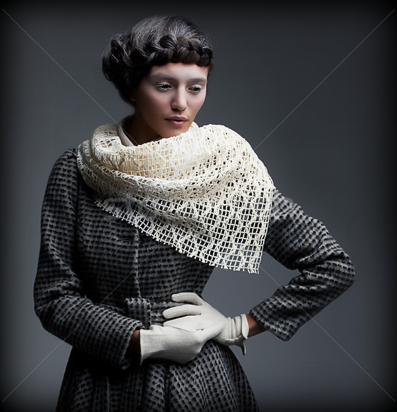 Aristocratisch authentiek dame stijlvol vrouw modieus Stockfoto © gromovataya