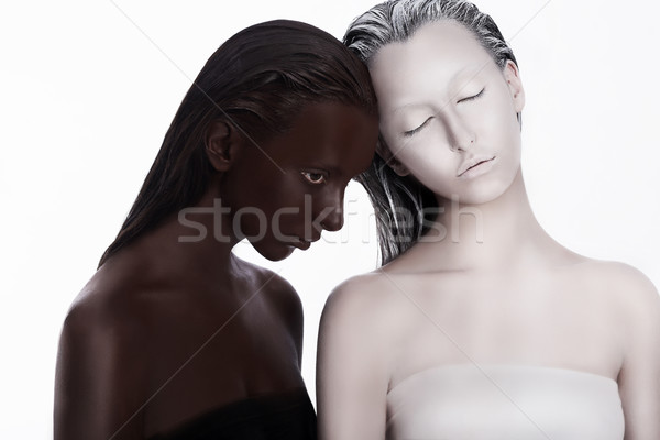 Multiracial Multicultural Concept. Ethnicity. Women Colored Brown and White. Devotion Stock photo © gromovataya