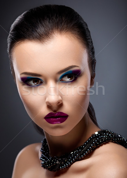 Strict Face of  Bright Honorable Brunette with Glossy Necklace Stock photo © gromovataya
