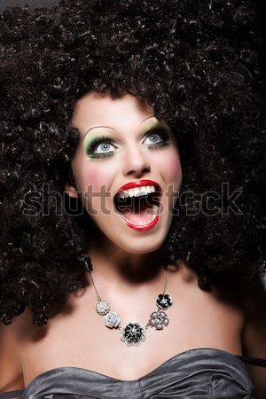 Créativité femme perruque fille visage Photo stock © gromovataya