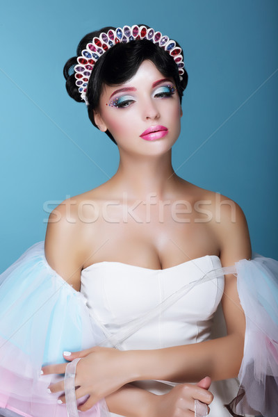 Inspiration. Fashion Model with Dramatic Theatrical Makeup and Diadem Stock photo © gromovataya