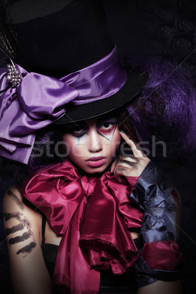 Theater. Masquerade. Fancy Artistic Woman Harlequin Performing Stock photo © gromovataya