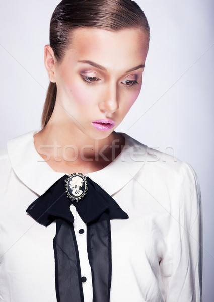 Beautiful fashion model - white collar lady Stock photo © gromovataya