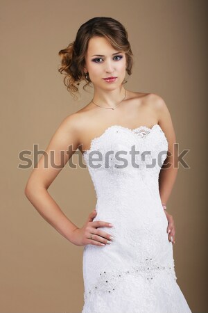 Csinos gyengéd boldog lány menyasszonyi ruha fotók Stock fotó © gromovataya