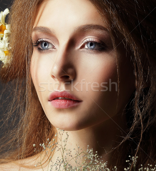 Nosztalgia portré szerény nő tökéletes természetes Stock fotó © gromovataya