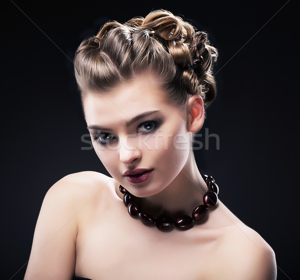 Luxury. Rich Noble Woman wearing Amber Necklace. Formal Party Stock photo © gromovataya