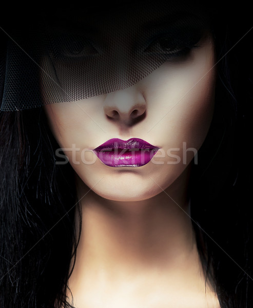 Stylish Aristocratic Woman with Dark Veil Stock photo © gromovataya