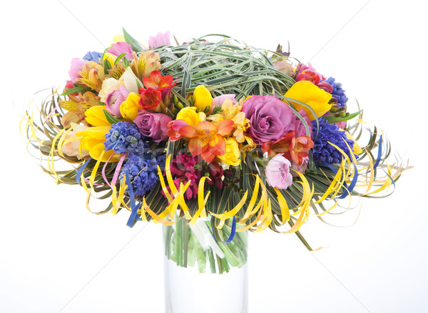 [[stock_photo]]: Floral · première · fleurs · du · printemps · vase · transparent · fleur