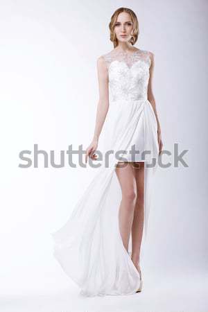 Fashion Model in Long Shiny Dress and Heels Stock photo © gromovataya
