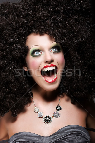 Pleasure. Humorous Delighted Funny Woman Laughing. Surprised Comical Face Stock photo © gromovataya