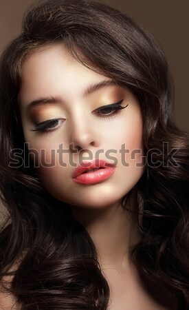 Merő szépség portré fiatal barna hajú fényes Stock fotó © gromovataya