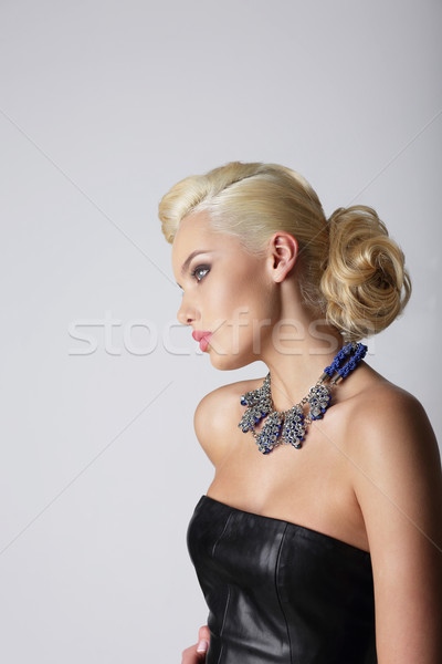 Profile of Young Contemplating Blonde with Necklace Stock photo © gromovataya
