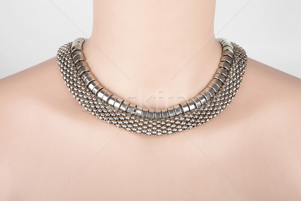 Stockfoto: Mooie · zilver · ketting · etalagepop · schoonheid · staal