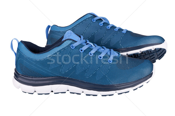 藍色 運動鞋 孤立 白 時尚 運動 商業照片 © gsermek