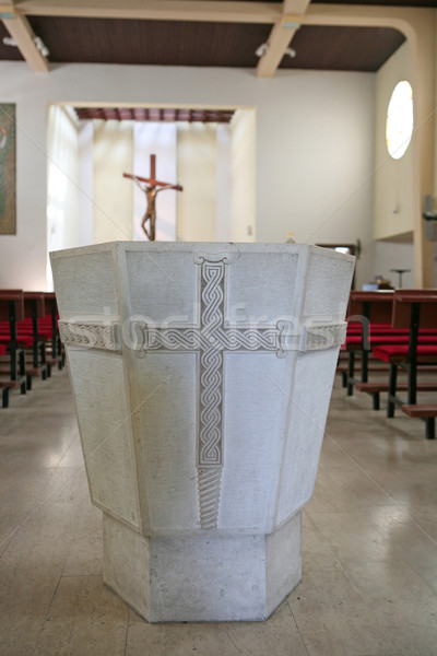 Detail of stone baptistery in the church Stock photo © gsermek