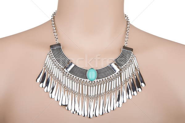 Plata collar maniquí hermosa belleza cadena Foto stock © gsermek