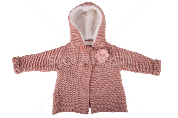 Knitted baby jacket with a fur hood isolated on white Stock photo © gsermek