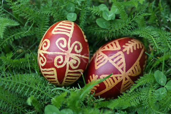 Easter egg made with traditional decorating techniques Stock photo © gsermek