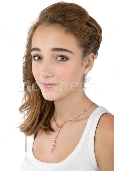 Teenage girl wearing makeup, isolated on white Stock photo © gsermek