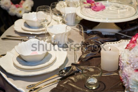 Eleganten Tabelle Set Hochzeit Abendessen Party Stock foto © gsermek