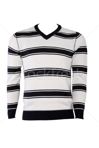 ストックフォト: 縞模様の · 男性 · セーター · 孤立した · 白 · ファッション
