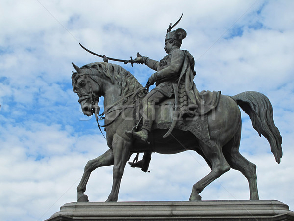 статуя основной квадратный Загреб Хорватия лошади Сток-фото © gsermek