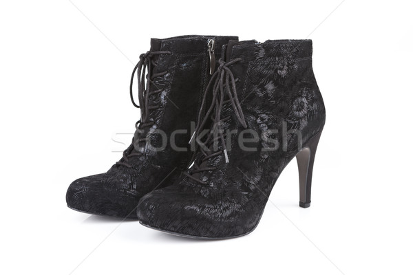 Schwarz Knöchel Stiefel isoliert weiß Hintergrund Stock foto © gsermek