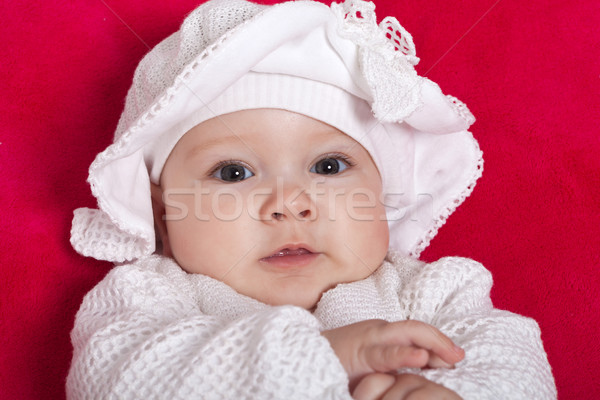 Cute baby girl with a hat Stock photo © gsermek
