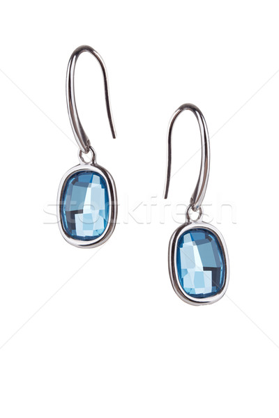 Pair of sapphire earrings isolated on white background  Stock photo © gsermek