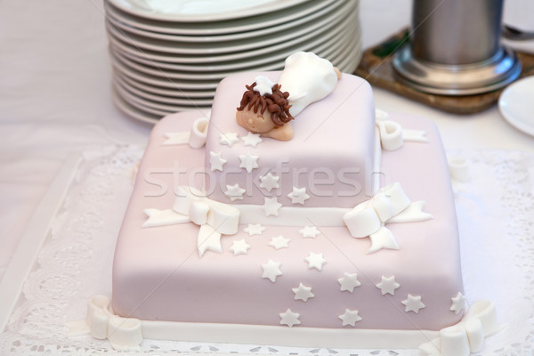 ストックフォト: ピンク · 洗礼式 · ケーキ · 天使 · 先頭