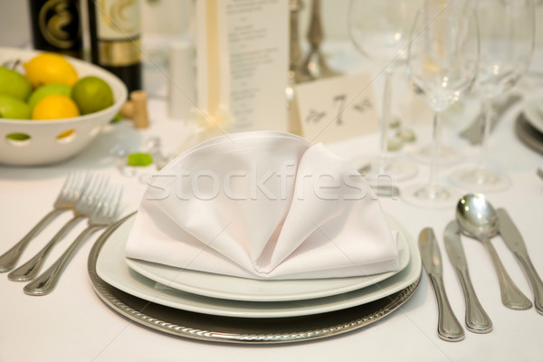 Foto stock: Placa · servilleta · boda · vidrio · cena · servicio